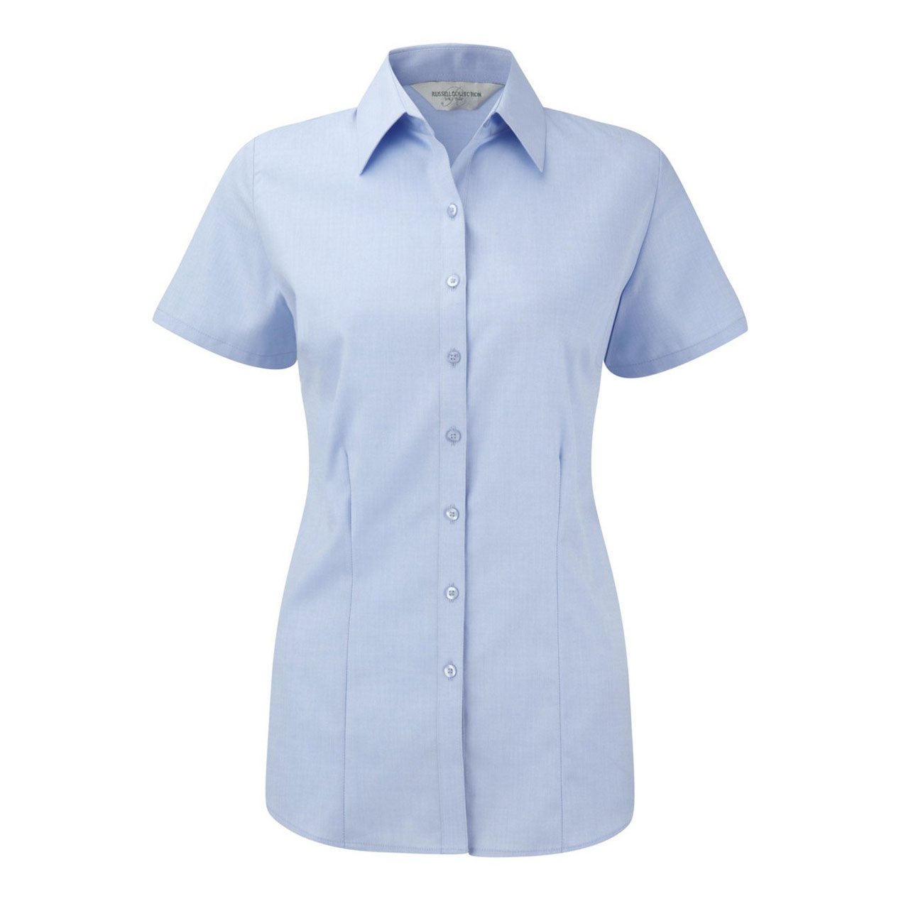 R963F-LADIES SHORT SLEEVE HERRINGBONE SHIRT